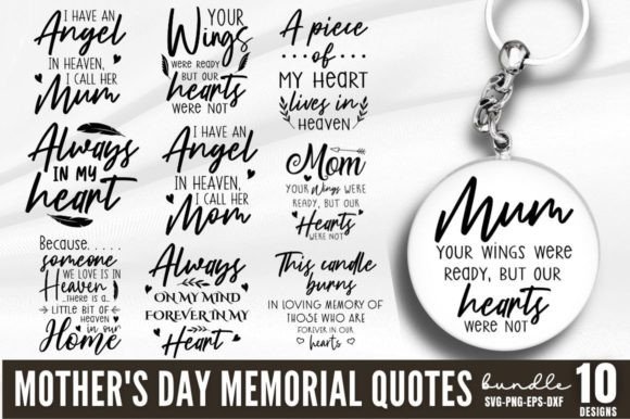 Mother's Day Memorial Quotes Bundle Grafik Plotterdateien Von CraftArt