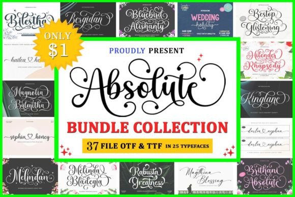 Absolute Font Collection Bundle By Reyna Studio