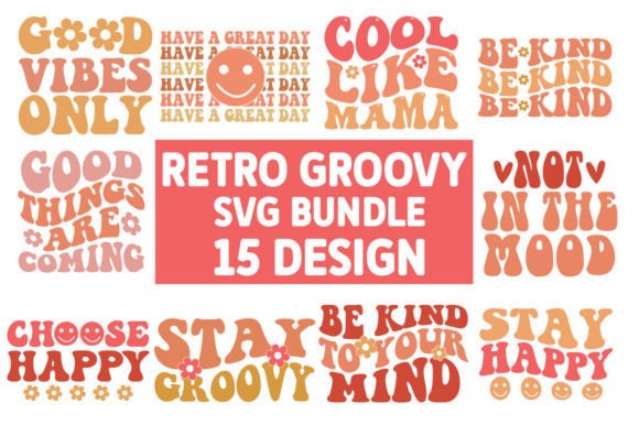 Retro Groovy Svg Bundle Gráfico Manualidades Por Trendy CraftSVG