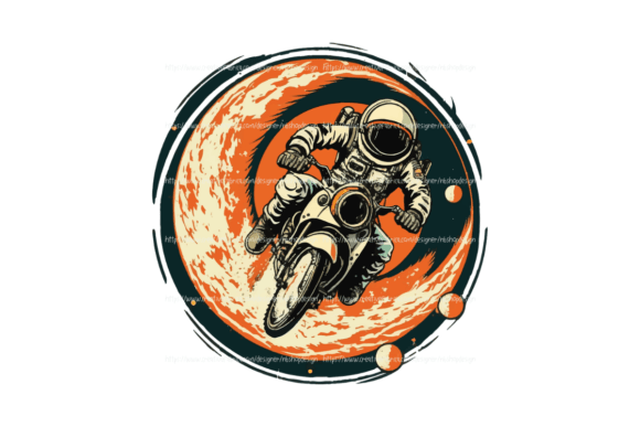 Vintage Astronaut on a Motocross Illustration Illustrations Imprimables Par NBShopDesign