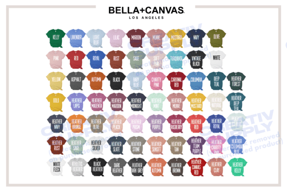 Color Chart for Bella and Canvas 3001 Graphic Product Mockups By CreativSupply