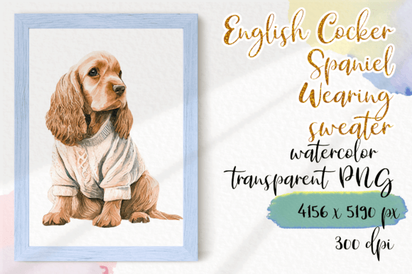 English Cocker Spaniel Wearing Sweater Graphic Illustrations By SellingPOD