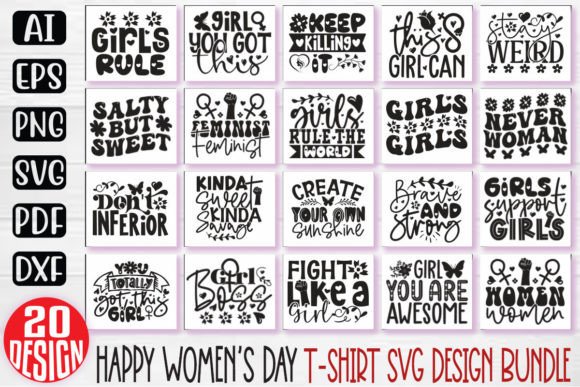 Happy Women’s Day T-shirt and SVG Bundle Illustration Artisanat Par Handmade Craft