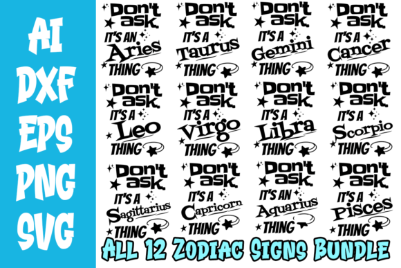 It's a Zodiac Thing Cut or PoD Bundle Graphic Crafts By Skybourne Designs
