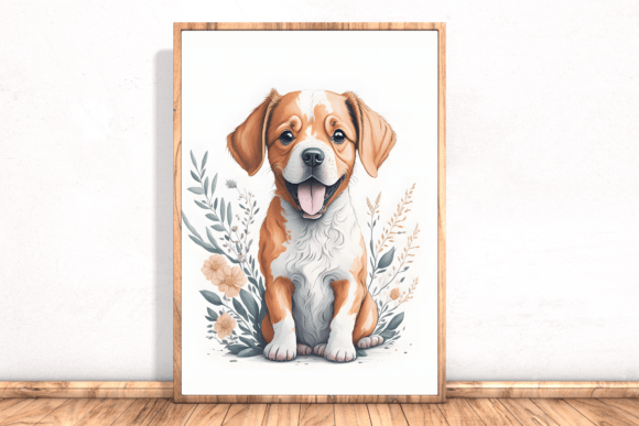 Watercolor Cute Floral Dog Sublimation 2 Gráfico Ilustraciones Imprimibles Por 1xMerch