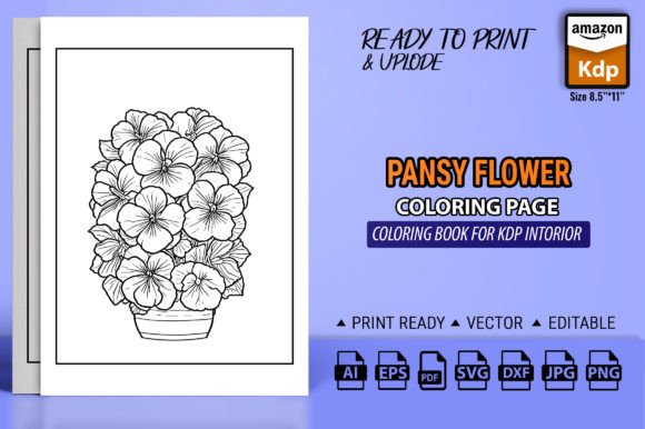 Vintage Botanical Pansy Botanical Drawin Graphic Coloring Pages & Books Adults By GraphicArt