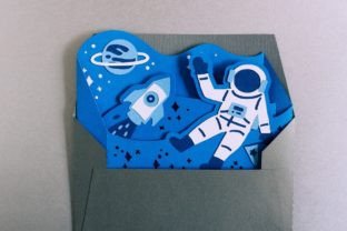 Astronaut in Space Pop Up Box Card Espacio Manualidades SVG 3D Por 3D SVG Crafts 4