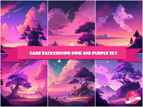 Game Background Pink and Purple Sky Graphic Illustrations By oggstudiotr