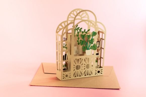 Rattan Wicker Plant Shelf Pop Up Box Card Spring 3D SVG Craft By 3D SVG Crafts