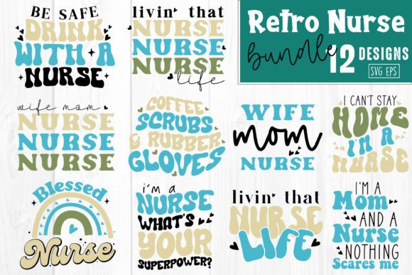 Retro Nurse Bundle 12 Designs Graphic Crafts By Svg Box
