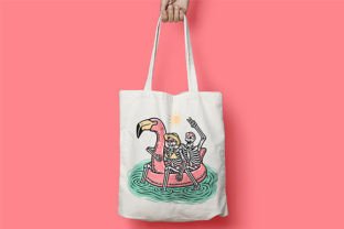 Skull Couple on the Flamingo Float Illustration Illustrations Imprimables Par Gunaone Design 4