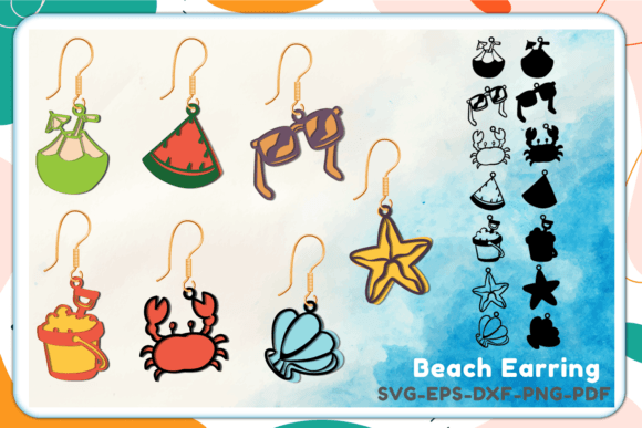 Beach Earring Svg Summer Earring Svg Graphic 3D Shapes By SvgProPlus