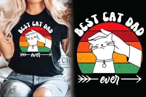 Best Cat Dad Ever Retro Vintage T Shirt Grafica Design di T-shirt Di almamun2248