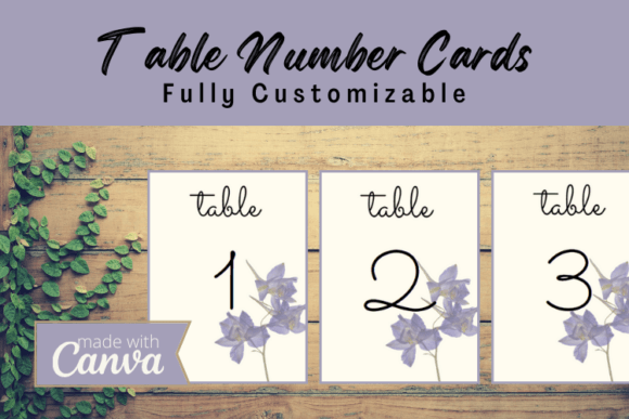 Table Number Templates - Purple Floral Illustration Modèles d'Impression Par Happy Digitals Co