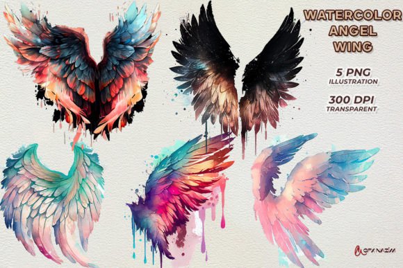 Watercolor Angel Wing Clipart Graphic Illustrations By Gfxnazim