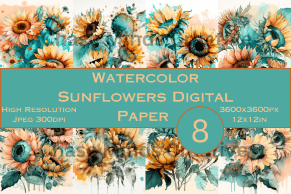 Watercolor Sunflowers Graphic Backgrounds By Chase Minds Creative