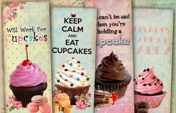 Cupcakes Bookmarks [6 Bookmarks] Graphic Crafts By luludesignart