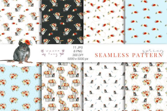 Seamless Pattern Spring Animal Flower Graphic Patterns By Wannafang