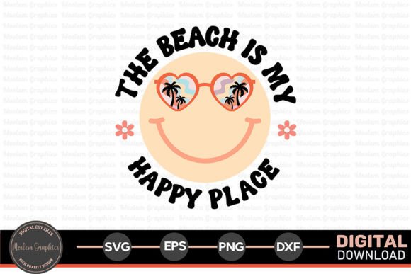Beach is My Happy Place - Retro Summer Illustration Artisanat Par Moslem Graphics