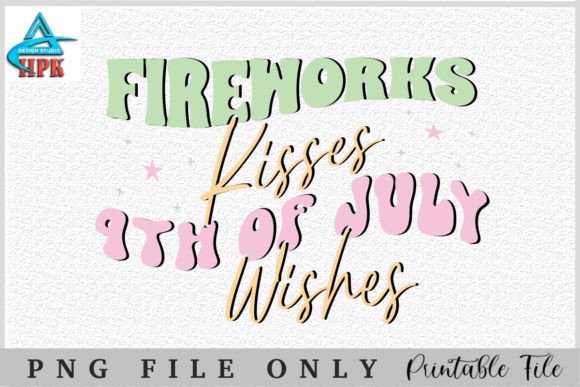 Fireworks Kisses 4th of July Wishes Graphic Crafts By HPK DESIGN STUDIO
