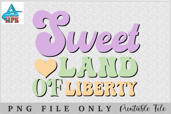 Sweet Land of Liberty, Retro Groovy Grafik Plotterdateien Von HPK DESIGN STUDIO