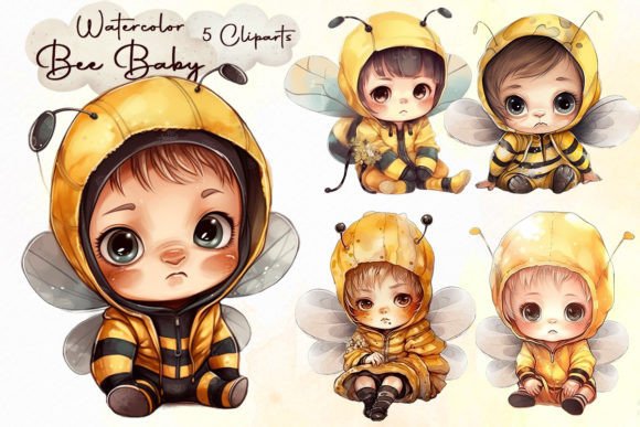 Watercolor Bee Baby Bundle Grafik T-shirt Designs Von AnnieJolly