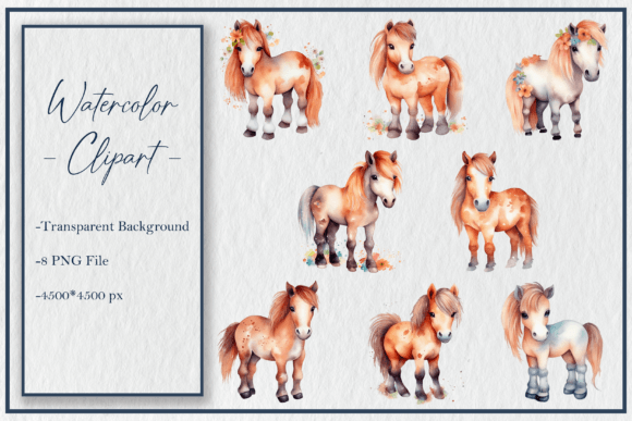 Watercolor Cute Horse Clipart Png Sub Grafik Druckbare Illustrationen Von creativestocker