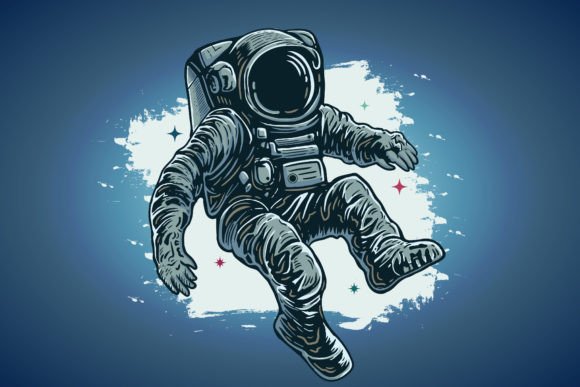 Blue Sky Flying Astronaut Vector Graphic Illustrations By Eija Inspire