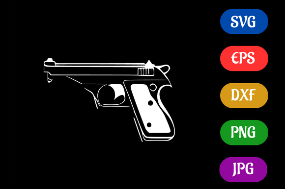 Gun, Black Isolated SVG Icon Digital Art Graphic AI Illustrations By Creative Oasis
