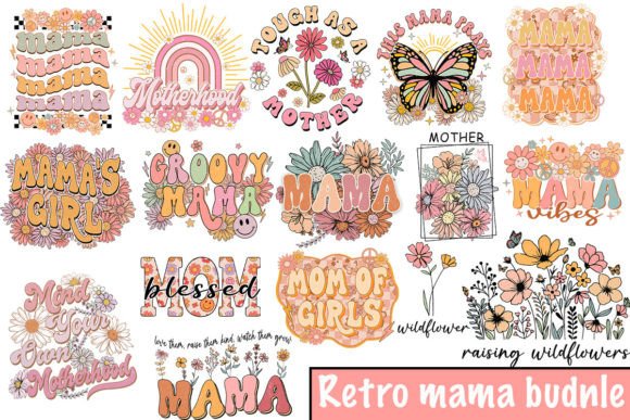 Retro Mama Sublimation Bundle Graphic Crafts By BOO.design