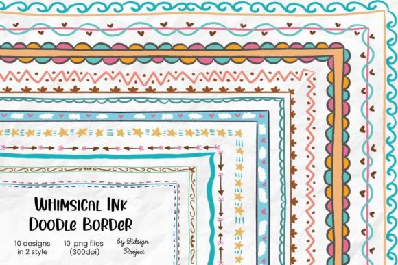 Whimsical Ink Doodle Border Graphic Objects By qidsign project