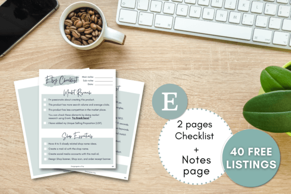 Etsy Shop Checklist and 40 Free Listings Graphic Print Templates By designogenie