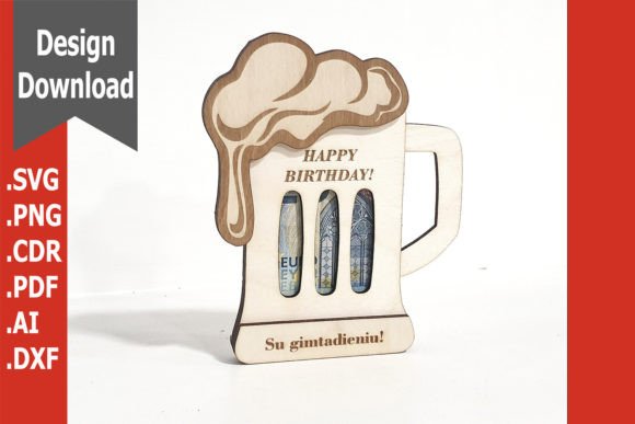 Personalized Birthday Gift Card Holder Illustration SVG 3D Par agniusjaskunas