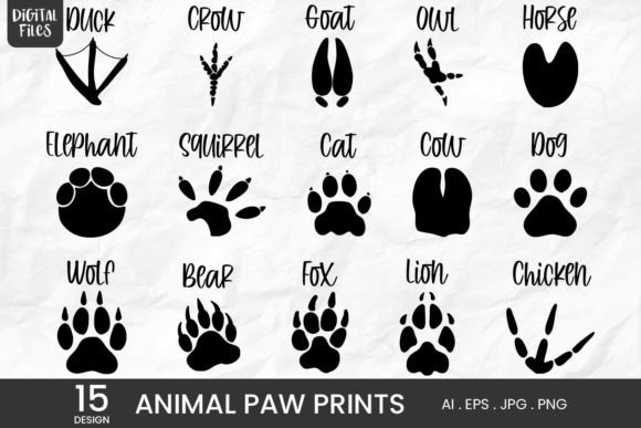 Animal Paw Prints | 15 Variations Gráfico Ilustraciones Imprimibles Por qidsign project