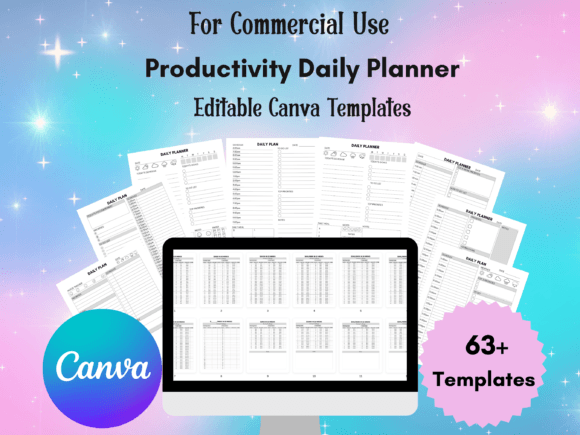 Editable Daily Planner Canva Templates Graphic Print Templates By Laxuri Art