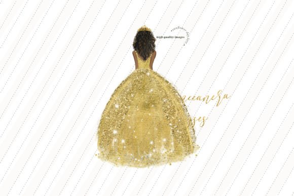 Elegant Gold Princess Quinceañera Gráfico Ilustraciones Imprimibles Por SunflowerLove