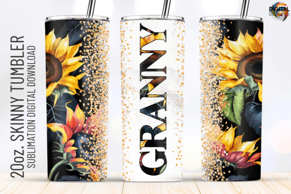 GRANNY Sunflower 20oz Tumbler Wrap Graphic Crafts By Digital Delights