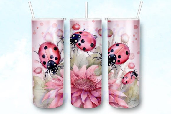 Ladybugs Watercolor Floral Tumbler Png Graphic Crafts By Mastenic
