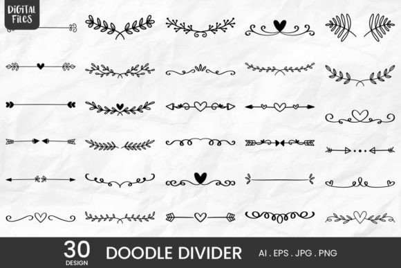 Doodle Divider | 30 Variations Gráfico Ilustraciones Imprimibles Por qidsign project