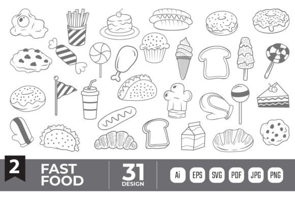 Fast Food Design Bundle Gráfico Plantillas Gráficas Por Mily Studio