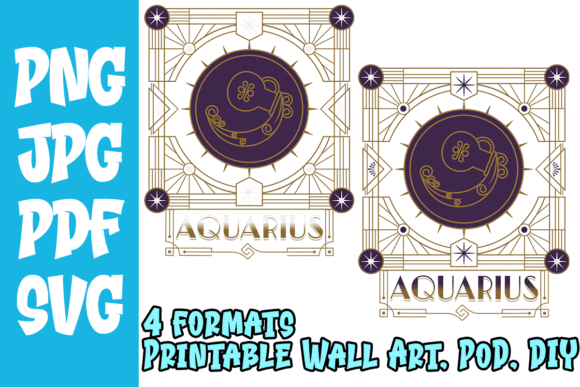 Great Aquarius Deco Graphic Crafts By Skybourne Designs