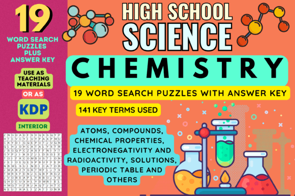 High School Science Chemistry WordSearch Graphic 9th grade By Charm Creatives