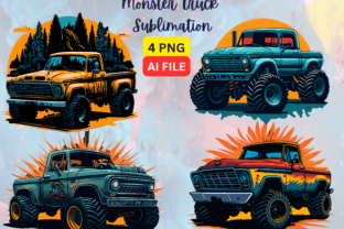 Monster Truck Sublimation Graphics Graphic Illustrations By designfly