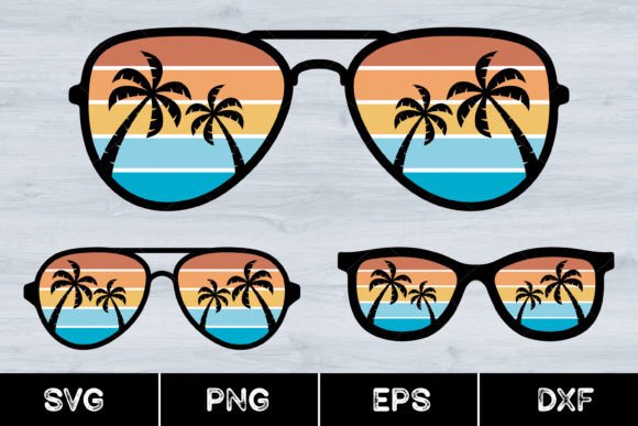 Palm Tree Sunglasses, Retro Vintage, Svg Graphic Illustrations By AnuchaSVG