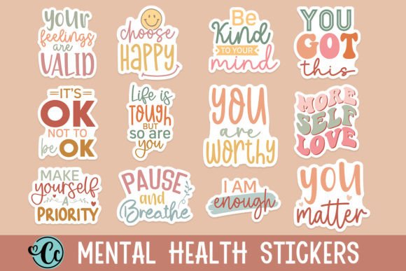 Printable Mental Health Stickers Designs Graphic Print Templates By Crazy Craft