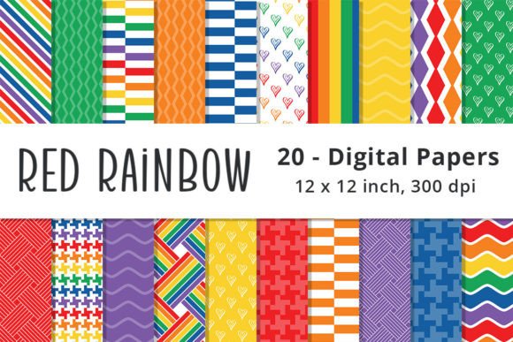 Rainbow Pattern Background Digital Paper Graphic Patterns By Lemon Paper Lab