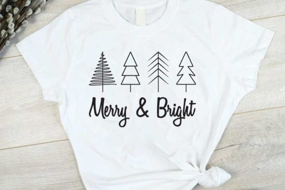Christmas Quote Design, Merry & Bright Graphic T-shirt Designs By CraftStudio
