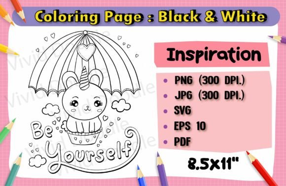 Inspiration. Coloring Book. (559) Graphic Coloring Pages & Books By VividDoodle