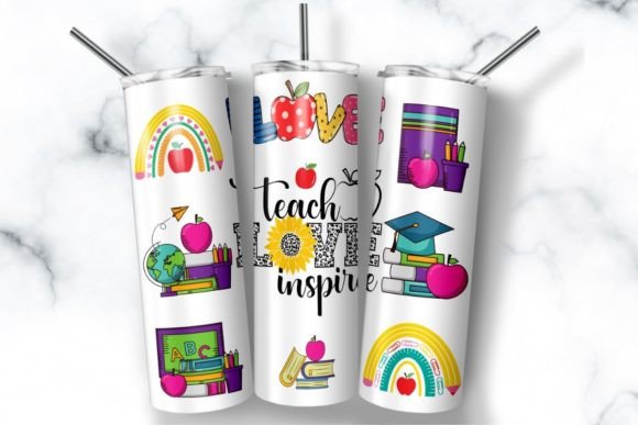 Teach Love Inspire Tumbler Sublimation Illustration Modèles d'Impression Par AppearanceCraft