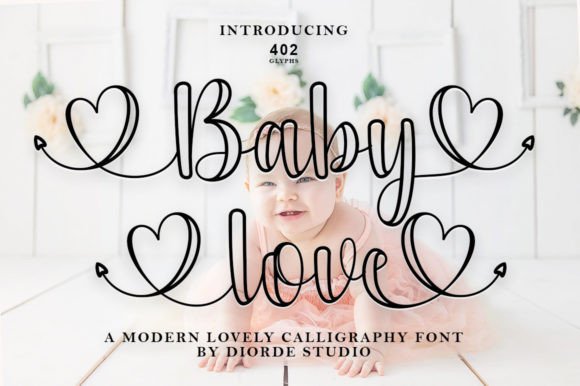 Baby Love Outline Fontes Script Fonte Por Diorde Studio